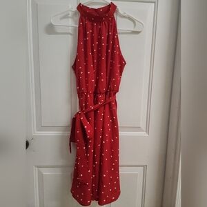 SHEIN Red Dress with White Heart Pattern